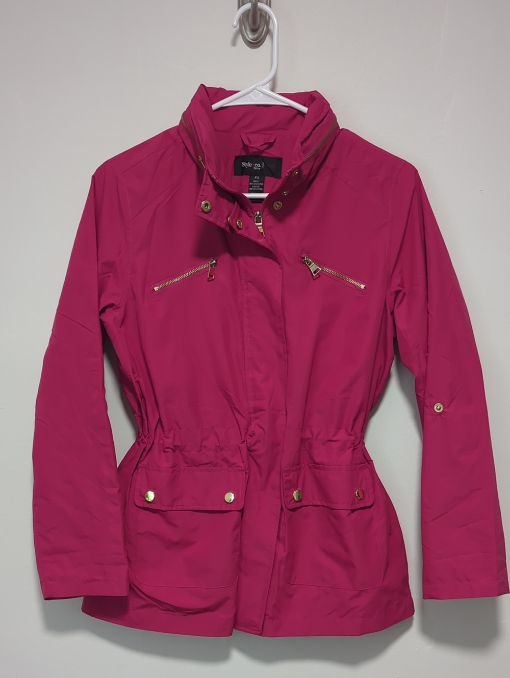 Style & Co. Hot Pink/Fuchsia Drawstring Waist Anorak Jacket